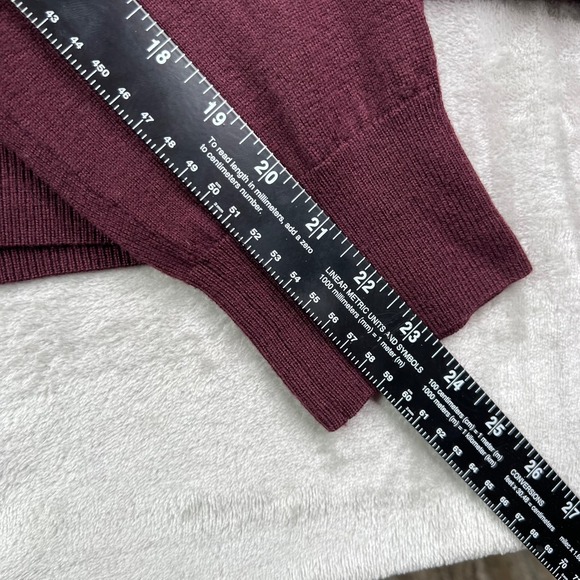 Banana Republic Placket Cardigan Sweater Mens Medium Maroon Merino Wool Preppy - Picture 8 of 11